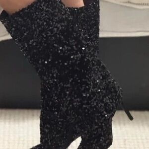 Elegant Black Sequin Women's Boots